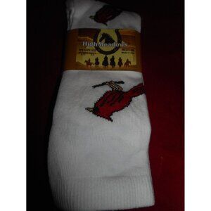1 Pair High Meadows  80% Cotton Cushion Boot Crew Socks White Cardinal Bird 9-11